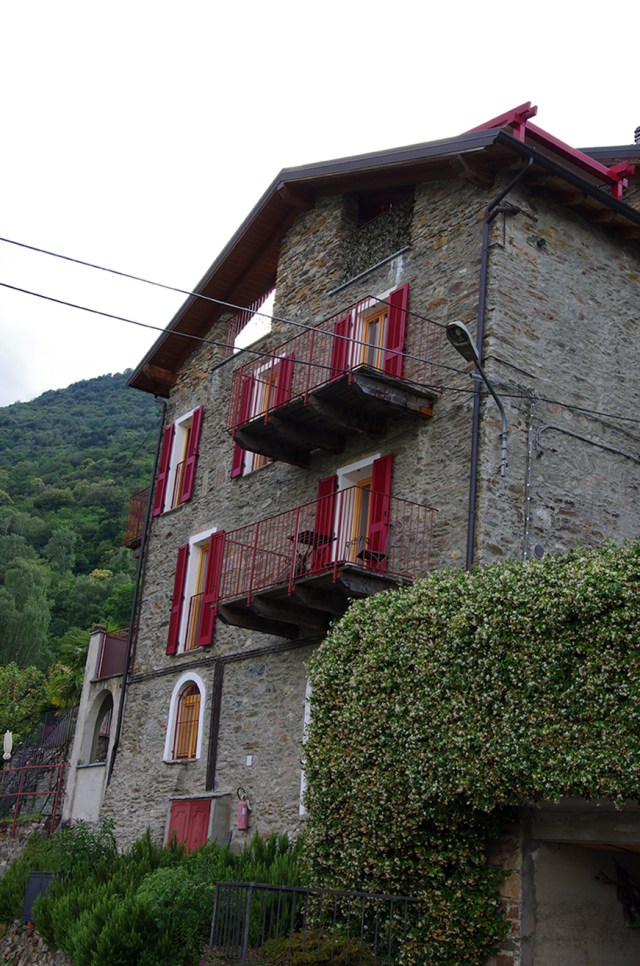 Top Left, under the apex of the roof is our apartment in Pianello del Lario, Lake Como - June 2014