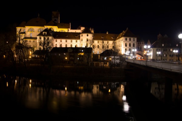 Füssen, Germany - Christmas 2016. View of Füssen at night.