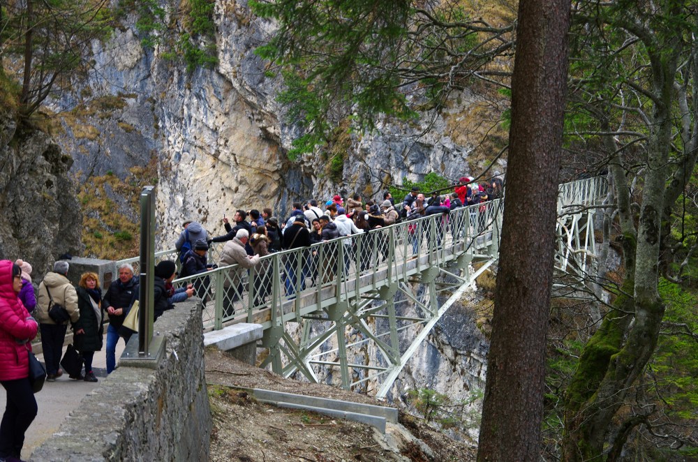 Füssen, Germany - Christmas 2016. Marienbrücke or ‘Marys Bridge’, with fantastic views of Neuschwanstein Castle.