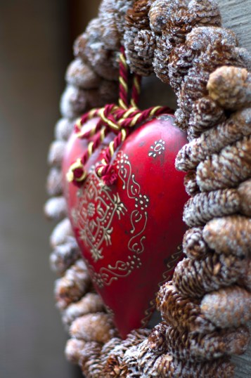 Pretty Christmas decorations are everywhere.