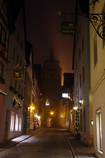 Rothenburg ob der Tauber, Germany - Christmas 2016. The empty streets and mist gives the town a completely different feel.
