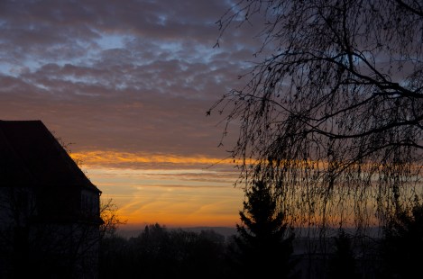 Rothenburg ob der Tauber, Germany - Christmas 2016. Sunrise from the battlements.