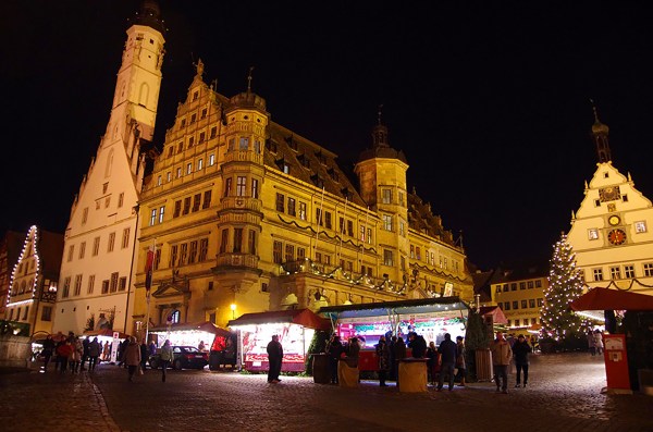 Rothenburg ob der Tauber, Germany - Christmas 2016 This is the beginning of the Christmas market. It winds through further streets and into buildings behind the main square. The Rothenburg Christmas Market “Reiterlesmarkt,” named after a local Teutonic legend, which began during pre-Christian times as the story of a horrid rider who carried the souls of the dead. As Christianity swept through Europe, the figure developed from a wild man into a loving, gentle man who gave gifts to all people on earth.